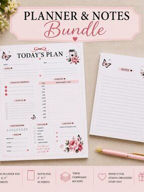 Stay organized in style with this beautiful coordinating planner and notes set!